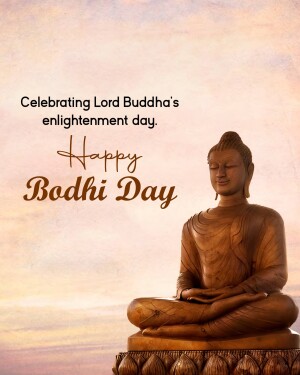 Image of Buddha statue with text celebrating Bodhi Day