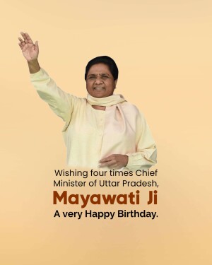 Portrait of Mayawati with birthday greetings