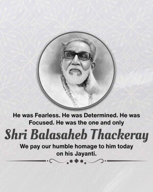 Portrait of Balasaheb Thackeray with a tribute message