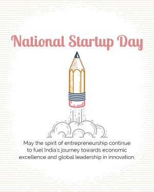 Illustration for National Startup Day featuring a pencil rocket