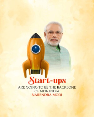 Narendra Modi with a rocket symbolizing Startup India initiative