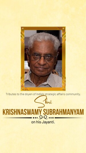 Shri Krishnaswamy Subrahmanyam Birth Anniversary Wishes Images, Poster and Social Media Post 25 Shri Krishnaswamy Subrahmanyam Jayanti hd images