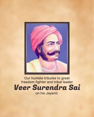 Portrait of Veer Surendra Sai with tribute text
