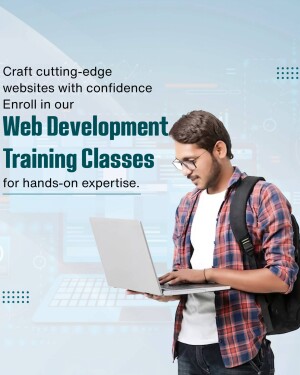 Student using laptop for web development training
