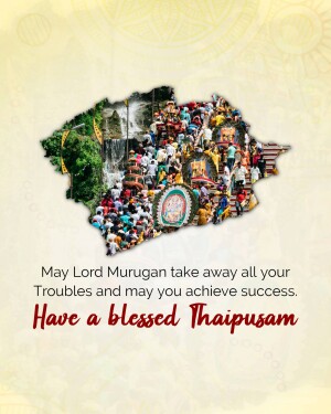 Thaipusam greeting card with Malaysia map and festival imagery