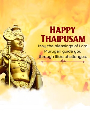 Image depicting Lord Murugan with 'Happy Thaipusam' text