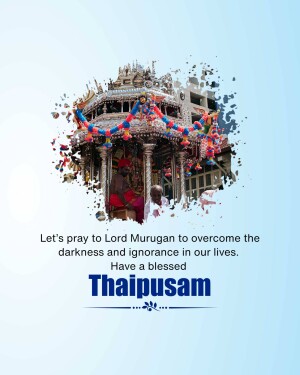 Thaipusam festival greeting with temple and text