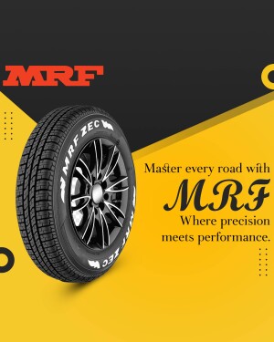 MRF ZEC tire with yellow and black background