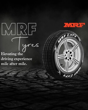 MRF Tyre ZVTV with logo and tagline