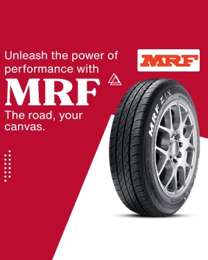 MRF ZLX tyre with the tagline 'Unleash the power of performance with MRF. The road, your canvas.'
