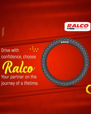 Ralco Tyre advertisement with a tyre displayed against a red background.