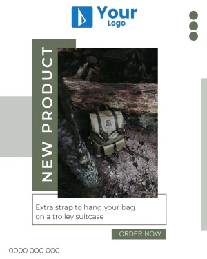 Advertisement for a durable backpack with trolley strap