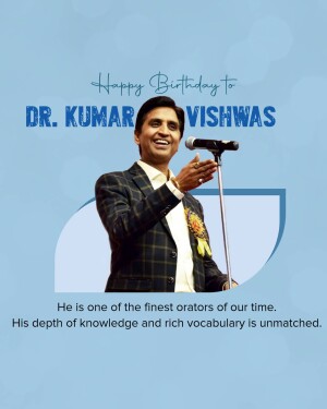 Portrait of Dr. Kumar Vishwas, a renowned orator, speaking into a microphone.
