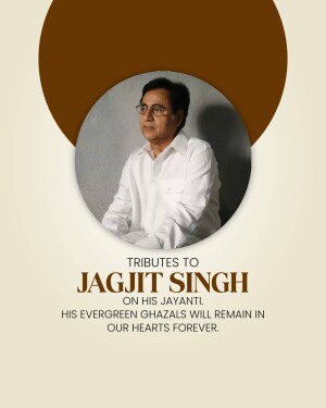 Portrait of Jagjit Singh with tribute text
