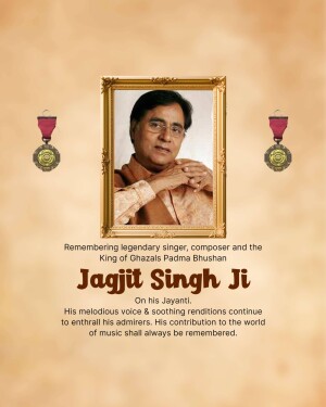 Portrait of Jagjit Singh, a legendary Indian singer and composer.