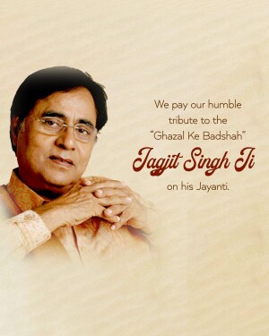 Portrait of Jagjit Singh with tribute text