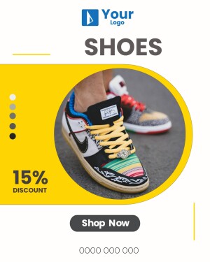 Advertisement for shoes with a 15% discount