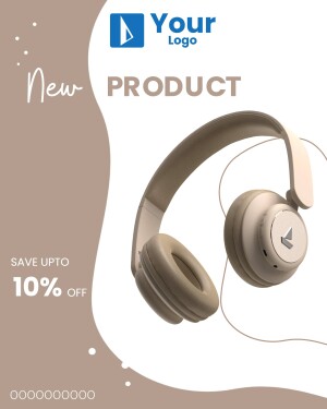 Image of beige Boat headphones with a promotional offer.