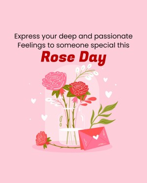 Rose Day greeting with roses, love letter, and hearts