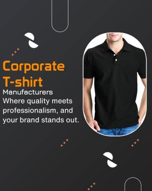 Man wearing a black corporate t-shirt