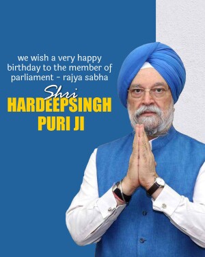 Portrait of Hardeep Singh Puri, Minister of Petroleum and Natural Gas