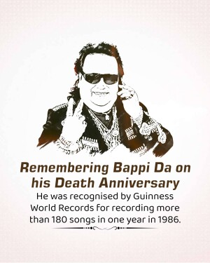 Tribute image of Bappi Lahiri on his death anniversary