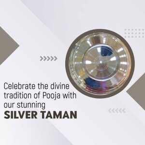Close-up of a silver taman with decorative background