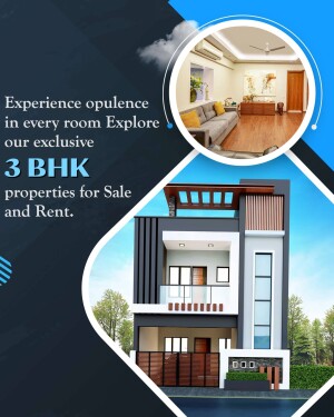 Modern 3 BHK house with interior view and exterior design