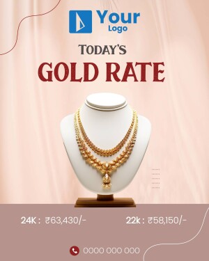 Gold necklace on a mannequin with gold price details
