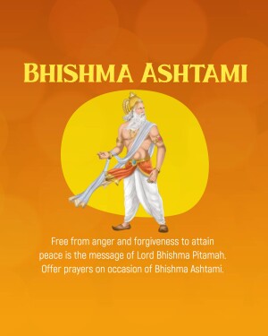 Bhishma Ashtami festival poster with an illustration of Bhishma Pitamah
