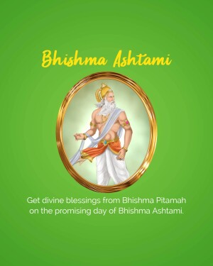 Image of Bhishma Pitamah with text 'Bhishma Ashtami'