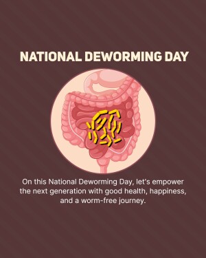 Illustration of human intestines with worms, promoting National Deworming Day