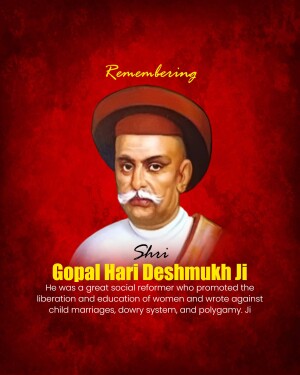 Portrait of Gopal Hari Deshmukh Ji, a social reformer