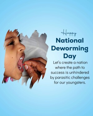 Image depicting a child receiving a deworming medication, promoting National Deworming Day.