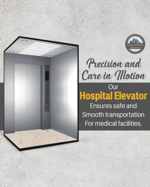 Modern hospital elevator with stainless steel interior and safety features