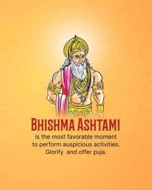Illustration of Bhishma Pitamah with text 'Bhishma Ashtami'