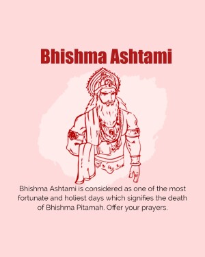 Image depicting Bhishma Pitamah and text about Bhishma Ashtami