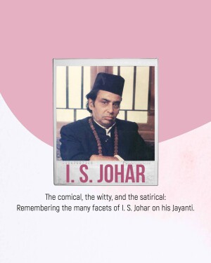 Portrait of I. S. Johar with text overlay