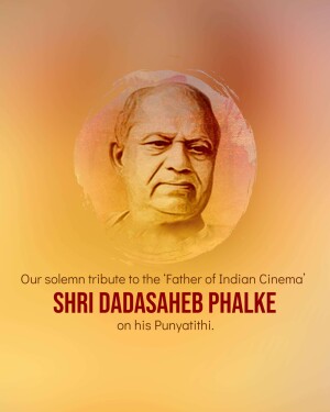 Portrait of Dadasaheb Phalke with tribute text