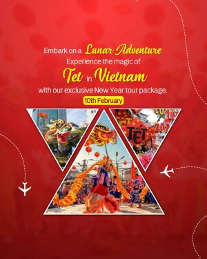 Vietnamese Tet New Year celebration tour package advertisement