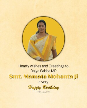 Portrait of Mamata Mohanta Ji with birthday wishes