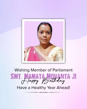 Portrait of Smt. Mamata Mohanta Ji with birthday wishes