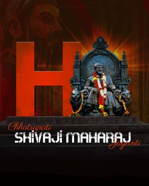 Image depicting Chhatrapati Shivaji Maharaj Jayanti with a statue and the letter 'H'