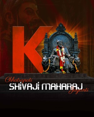 Image depicting Chhatrapati Shivaji Maharaj Jayanti with a statue and the letter 'K'