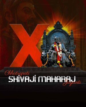 Image depicting Chhatrapati Shivaji Maharaj Jayanti with a statue and the letter 'X'