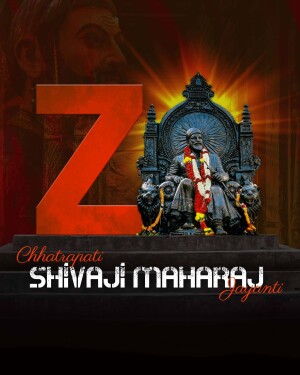 Image depicting Chhatrapati Shivaji Maharaj Jayanti with a large 'Z' and a statue of Shivaji Maharaj.