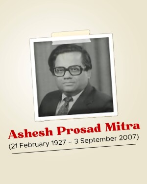 Black and white portrait of Ashesh Prasad Mitra with name and dates