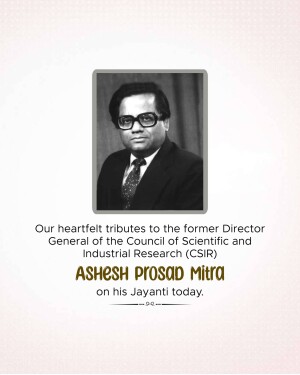 Portrait of Ashesh Prasad Mitra with tribute text