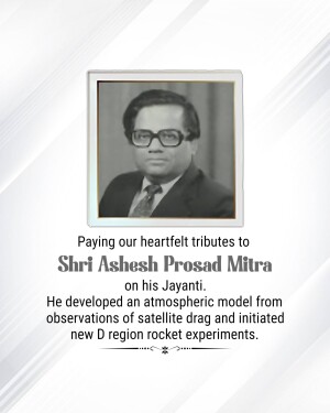 Portrait of Shri Ashesh Prasad Mitra with tribute text