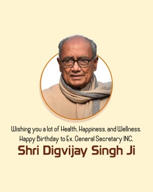 Portrait of Digvijay Singh Ji with birthday greetings